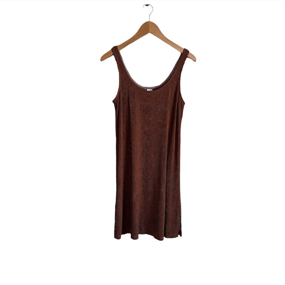 Brown Knit Swim Coverup Tank Dress